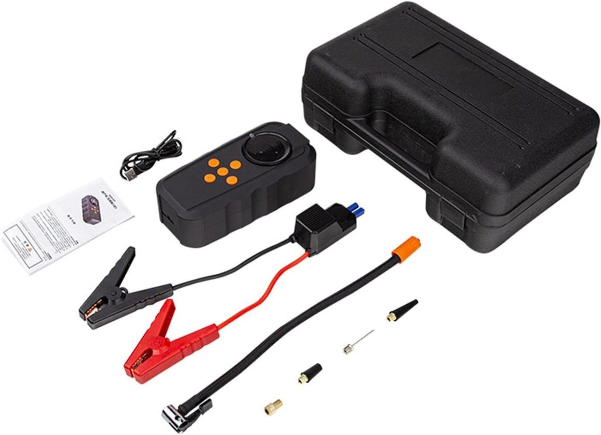 Auto Startkabel - Accu Booster - Noodsituaties Onderweg - Met Bandenpomp - Compact Formaat - Zwart