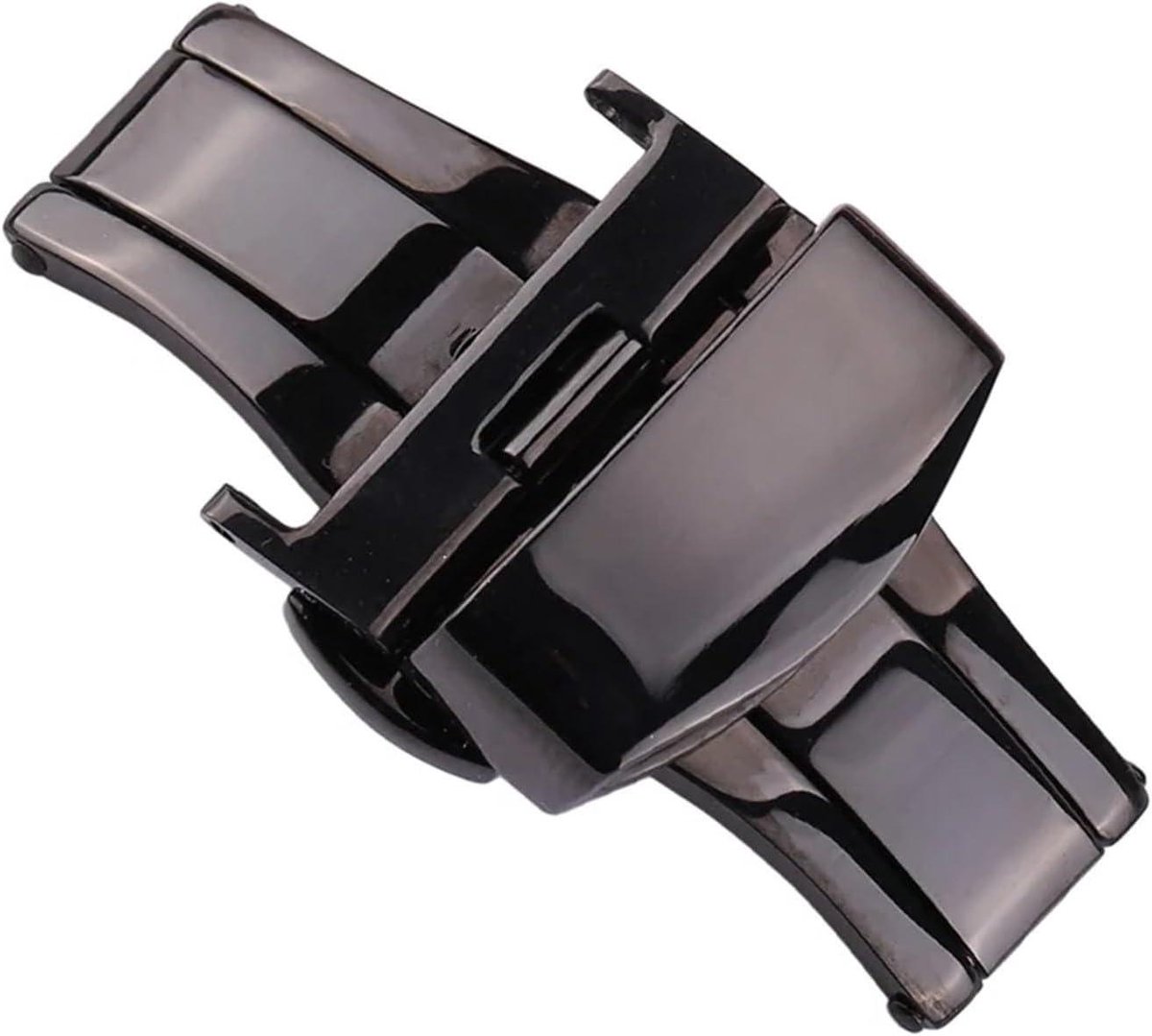 Horlogeband Gesp - Sluiting Vervanging - Horloge Reparatie - Dubbele Push Sluiting - 22 mm - Zwart