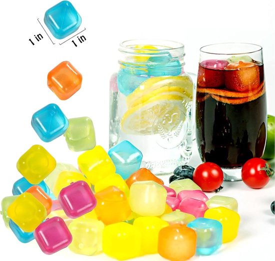 Herbruikbare ijsblokjes - Koelblokken drank - Dranken koelen - Niet-smeltend alternatief - 24 stuks - Kleurrijk — afbeelding 5
