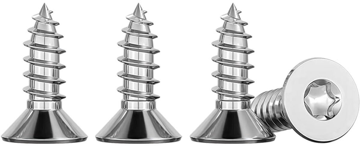 50 Stuks Houten Schroeven RVS M4x10mm Torx Schroeven Volledig Gewikkeld voor Chipboard en Meubels TX20