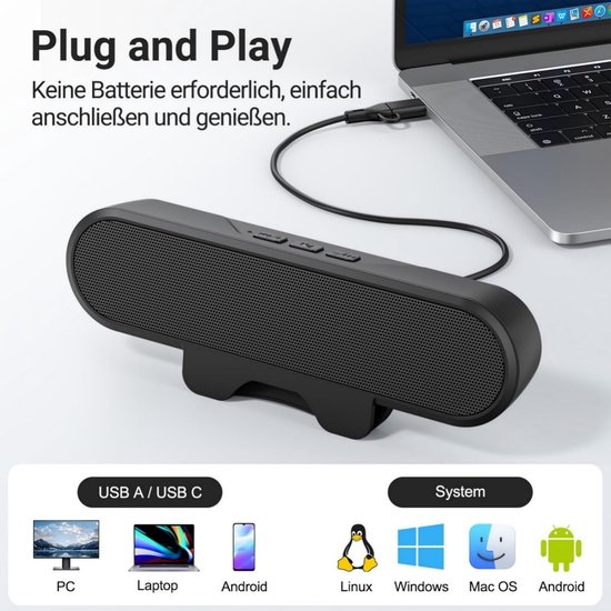 Soundbar Pc - Bekabelde en Draadloze Pc -Luidspreker - USB Mini Speaker - Laptop Audio — afbeelding 2