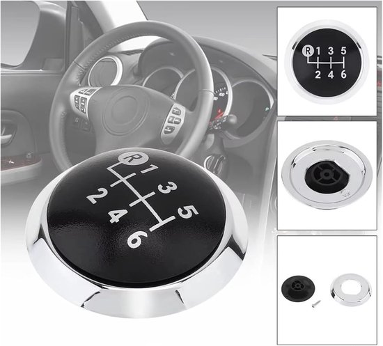 Versnellingspookknop - Schakelknop - Auto Interieur - Handgeschakeld 6-versnellingen - 42 mm - Zwart en Zilver — afbeelding 2