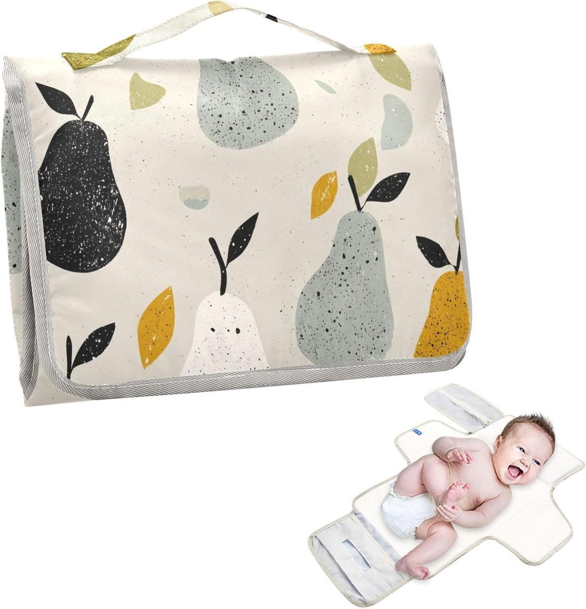 Draagbare Aankleedmat - Reisset Baby - Luier Verschoonservice - Waterdicht en Vuilafstotend - 62 x 30 cm - Perengrijs