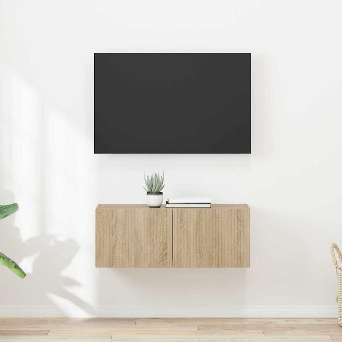 Tv-consolekast - Opbergkast - Woonkamer Inrichten - Wandmontage - 2 stuks - Sonoma-eiken