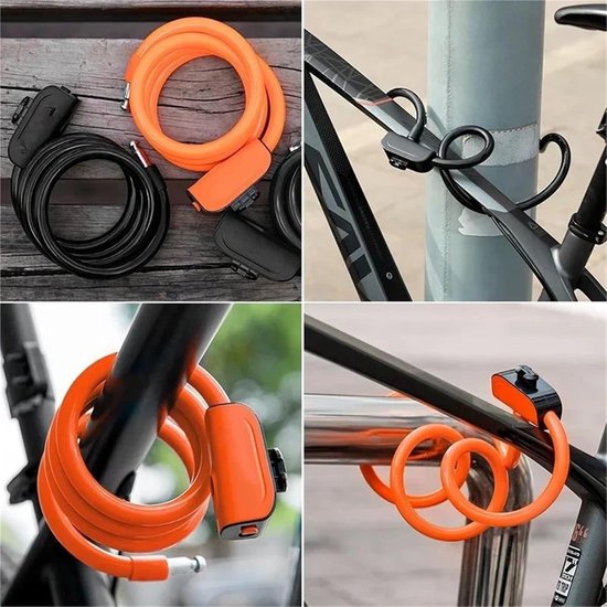 Fietsslot Antidiefstal Stalen Kettingslot Motorfiets Voertuig Ringslot MTB Racefiets Kabelslot Fietsaccessoires Fietsslot(RKS515-OR) — afbeelding 2