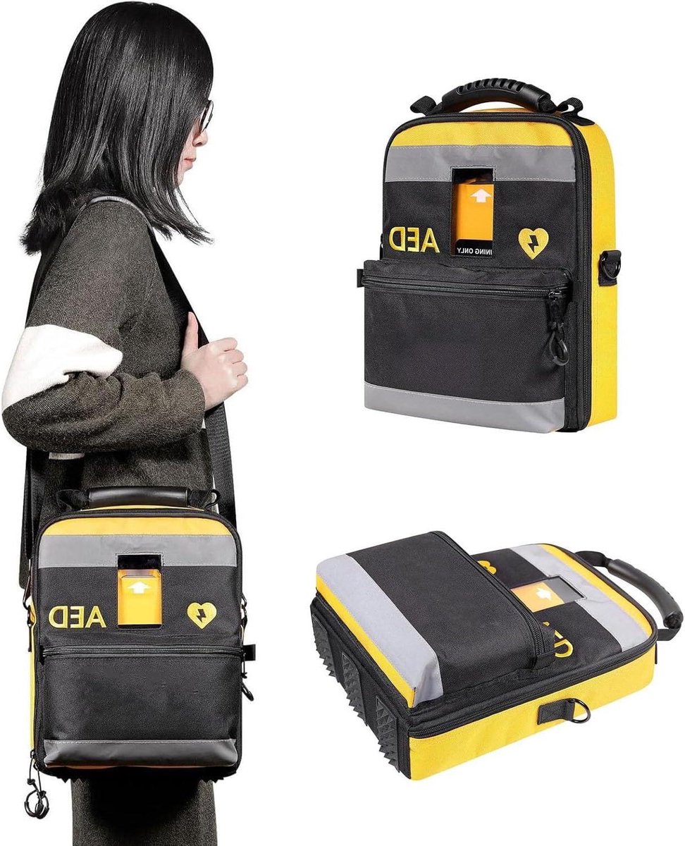 Draagbare AED-tas - Noodtas Defibrillator - Snelle Toegang Noodgevallen - Hoge Zichtbaarheid Reflecterend - 31x24x12 cm - Zwart