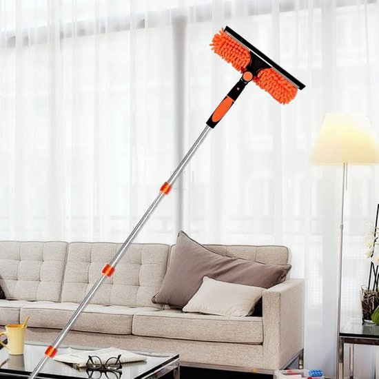 Verlengbare Plafondstofdoek - Spinnenweb Reiniger - Hoge Oppervlakken Reinigen - Flexibel Telescoopsysteem - Tot 6 Meter - Oranje — afbeelding 3