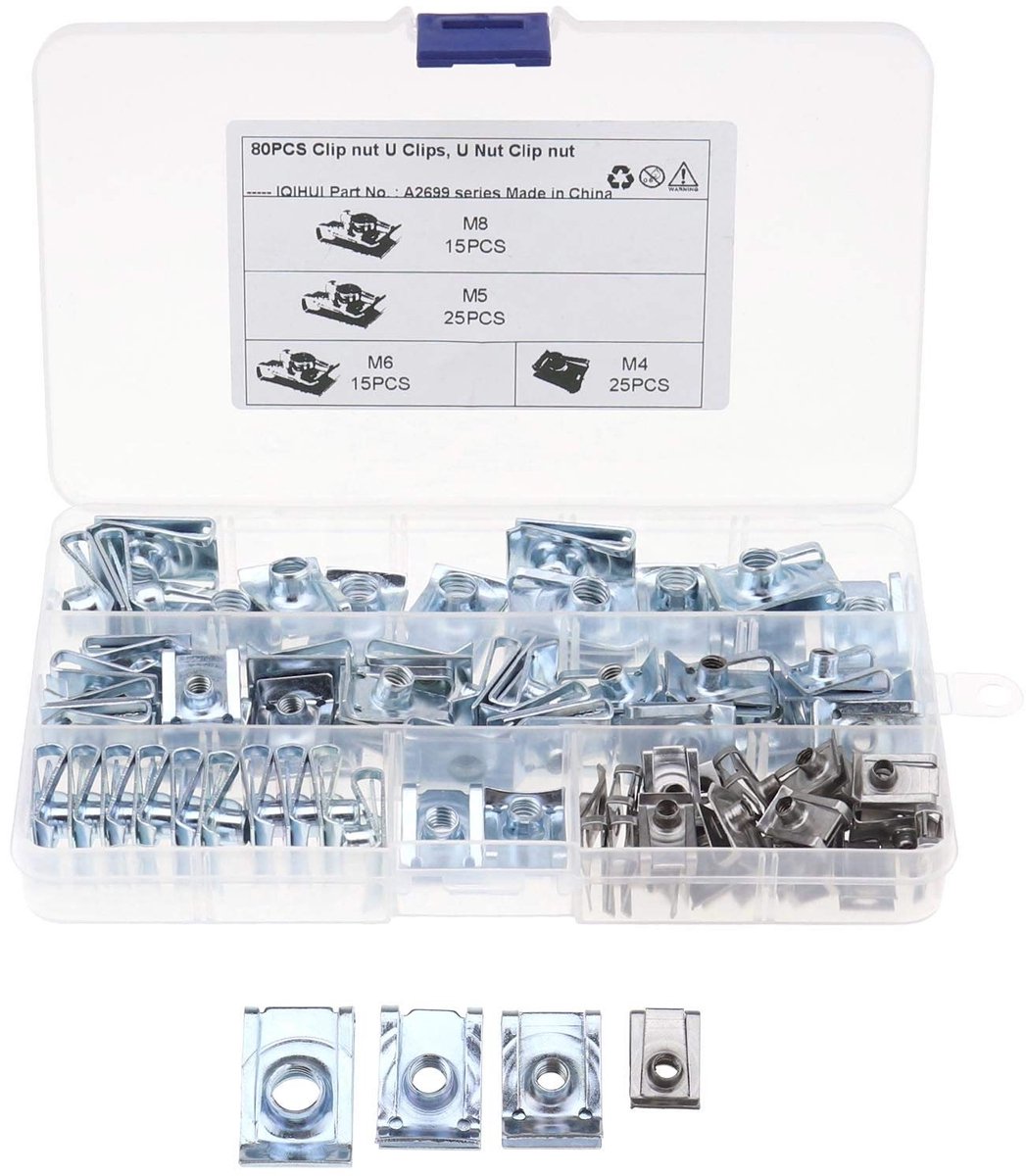 Dailygoods - Dailygoody - Draad Clip Moer Set - U-vormige Moeren - 80 Stuks - Geschikt voor Auto en Motorfiets - Roestvrij Staal en Mangaanstaal