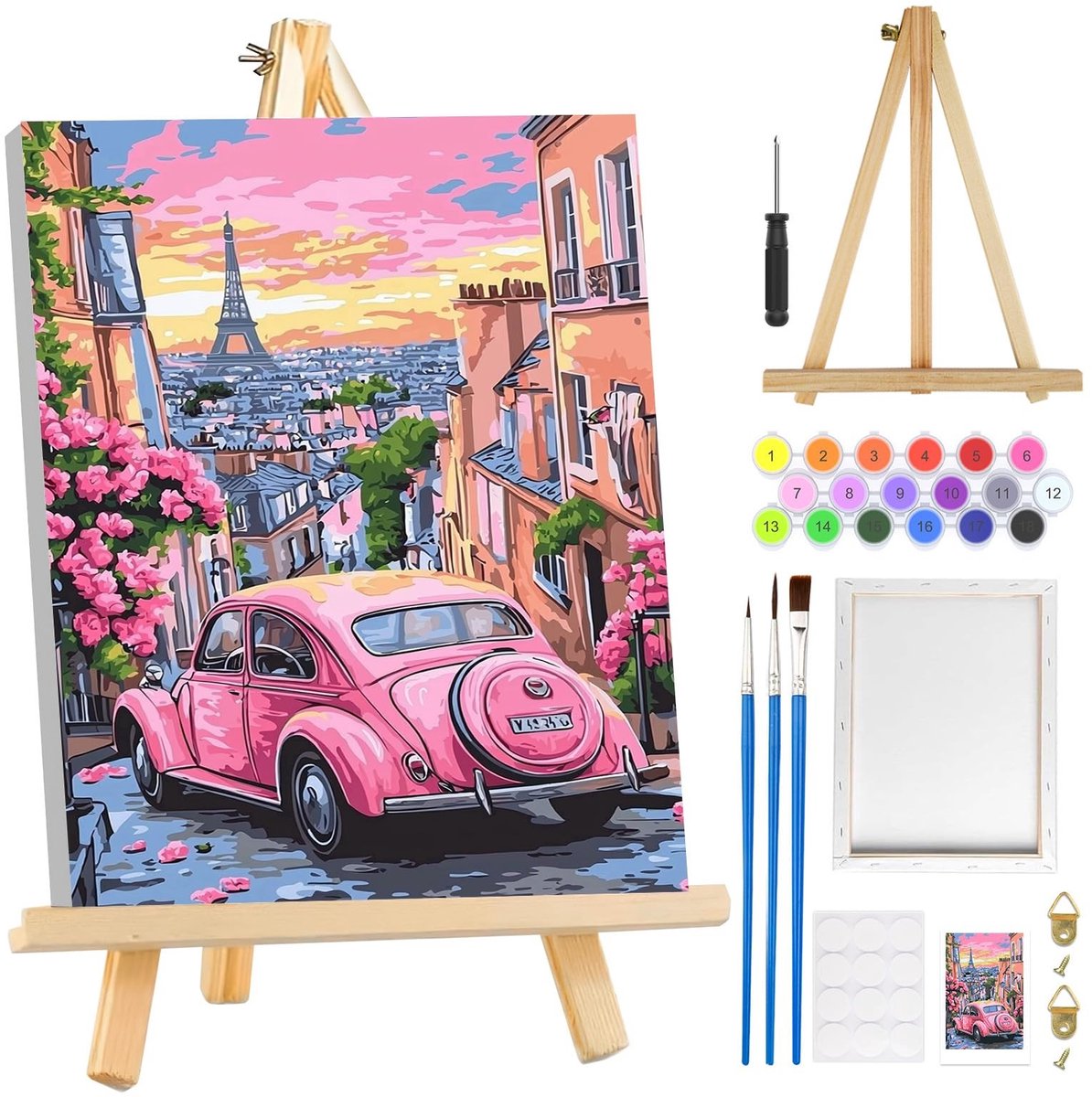 Dailygoods - Innovra - Dailygoods - Roze Schilderen op Nummer Kit voor Volwassenen met Bloemen