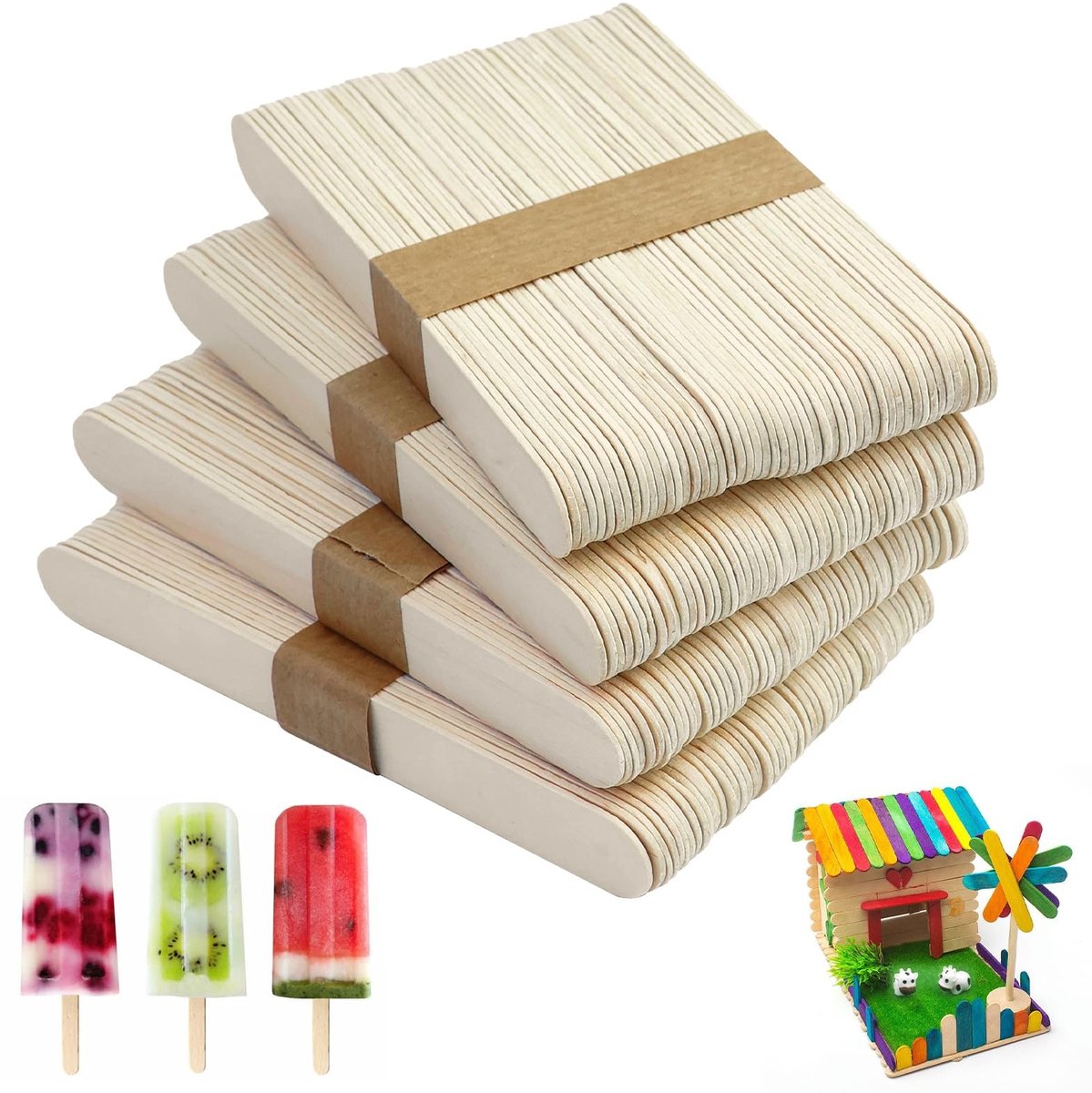 Dailygoods - Houten Spatel Set van 200 Stuks voor Diverse Toepassingen