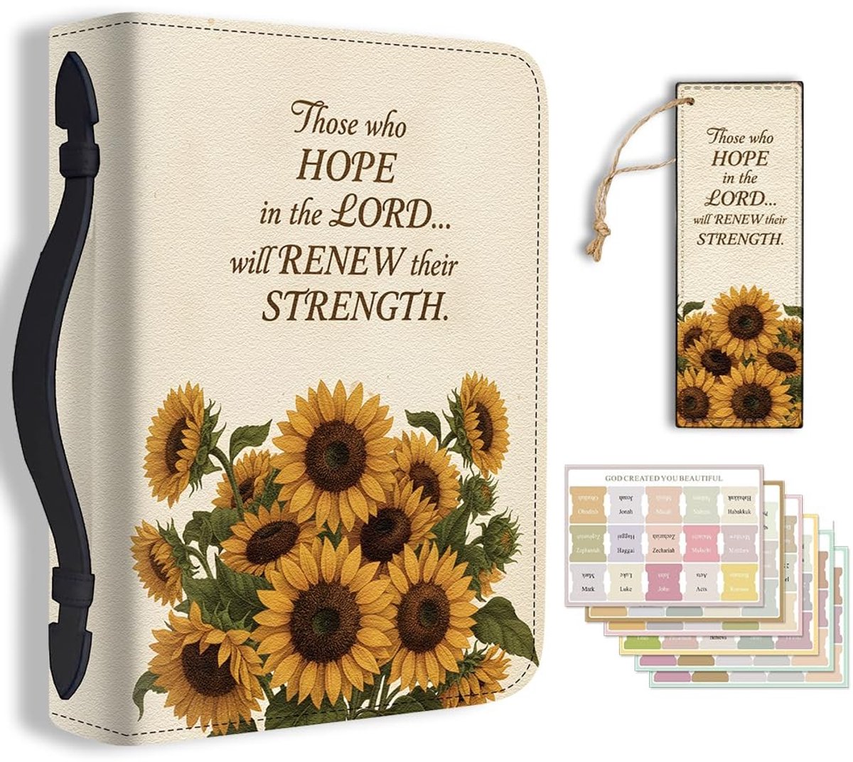 Dailygoods - Bijbelhouder Hoesje met Zonnebloemen en Rits