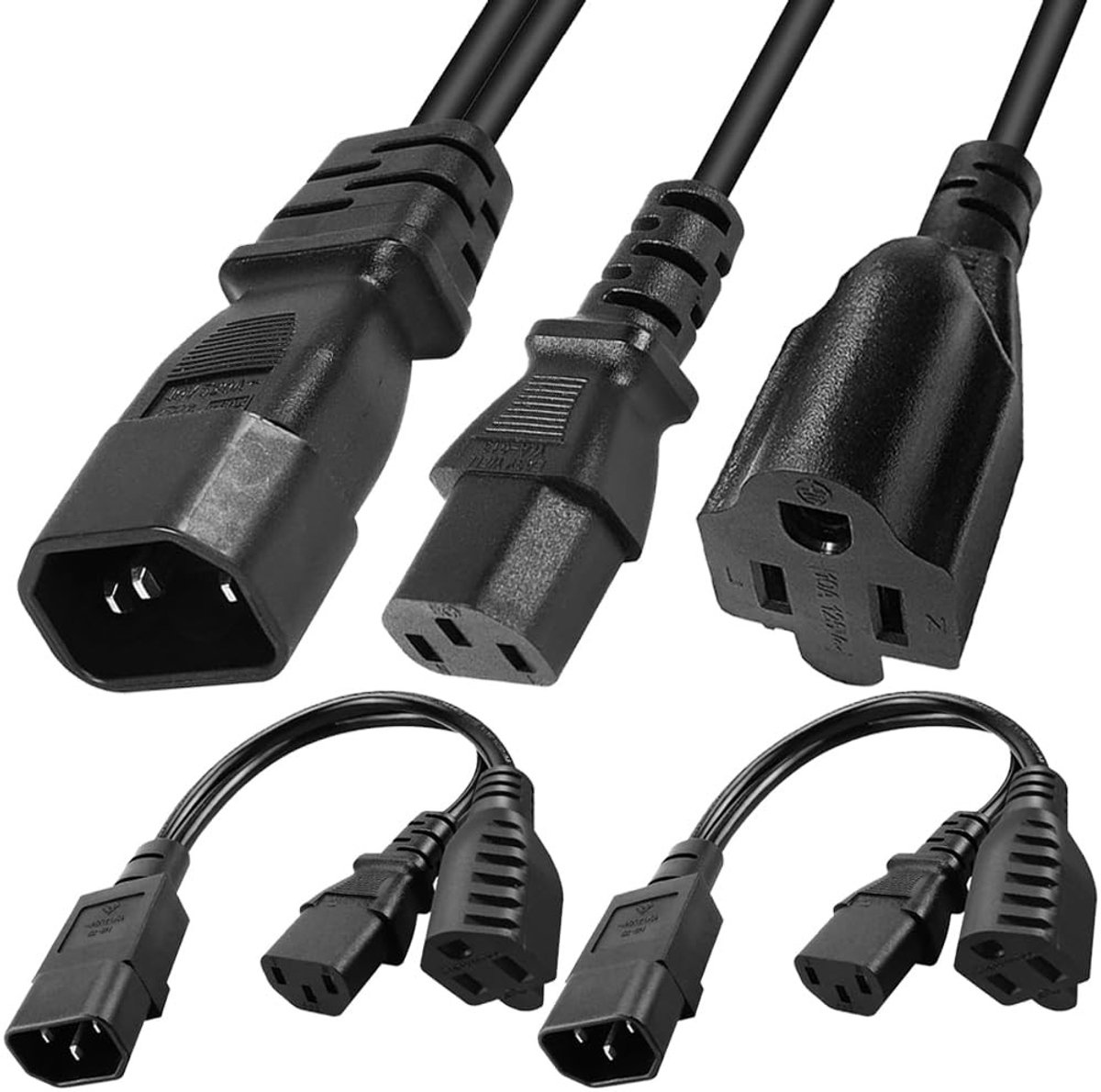Dailygoods - C14 naar C13 + Nema 5-15R Y-splitter Voedingskabel (2 stuks)