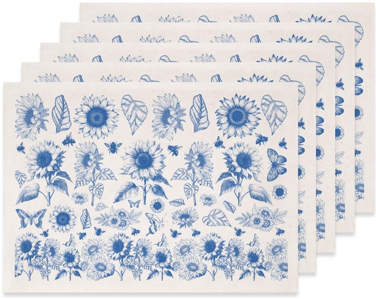 Dailygoods - Set van 5 Zonnebloem Transfers voor Aardewerk en Keramiek
