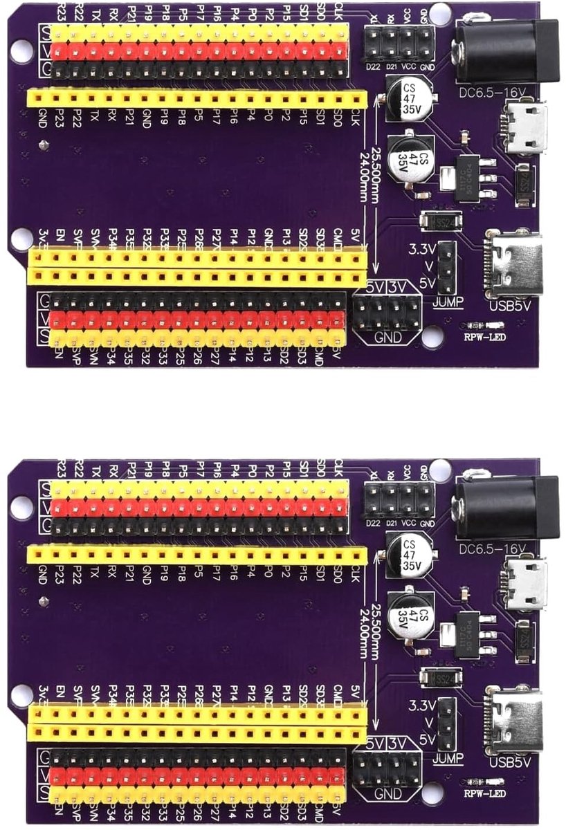 Dailygoods - 2 Stuks 38-Pins ESP32 Breakout Board voor Ontwikkelprojecten