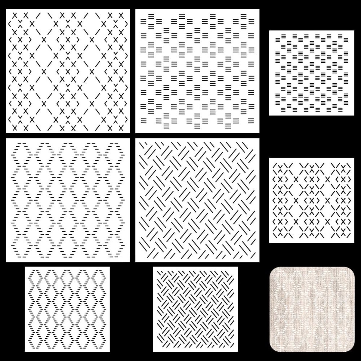 Dailygoods - Sashiko Borduursjablonen in 2 Maten voor Naaien