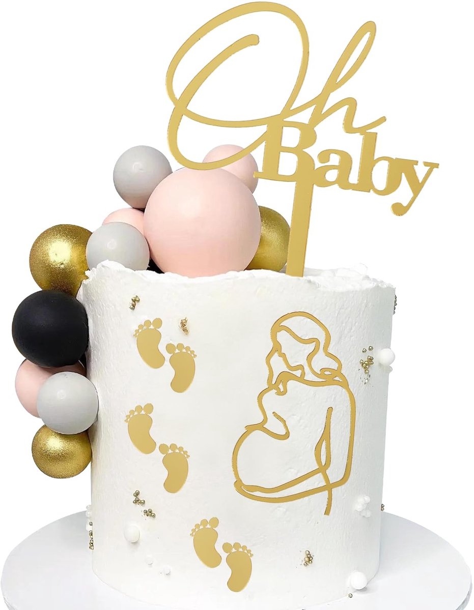 Dailygoods - Set van 8 Gouden Voetafdrukken Taartdecoraties voor Babyshowers