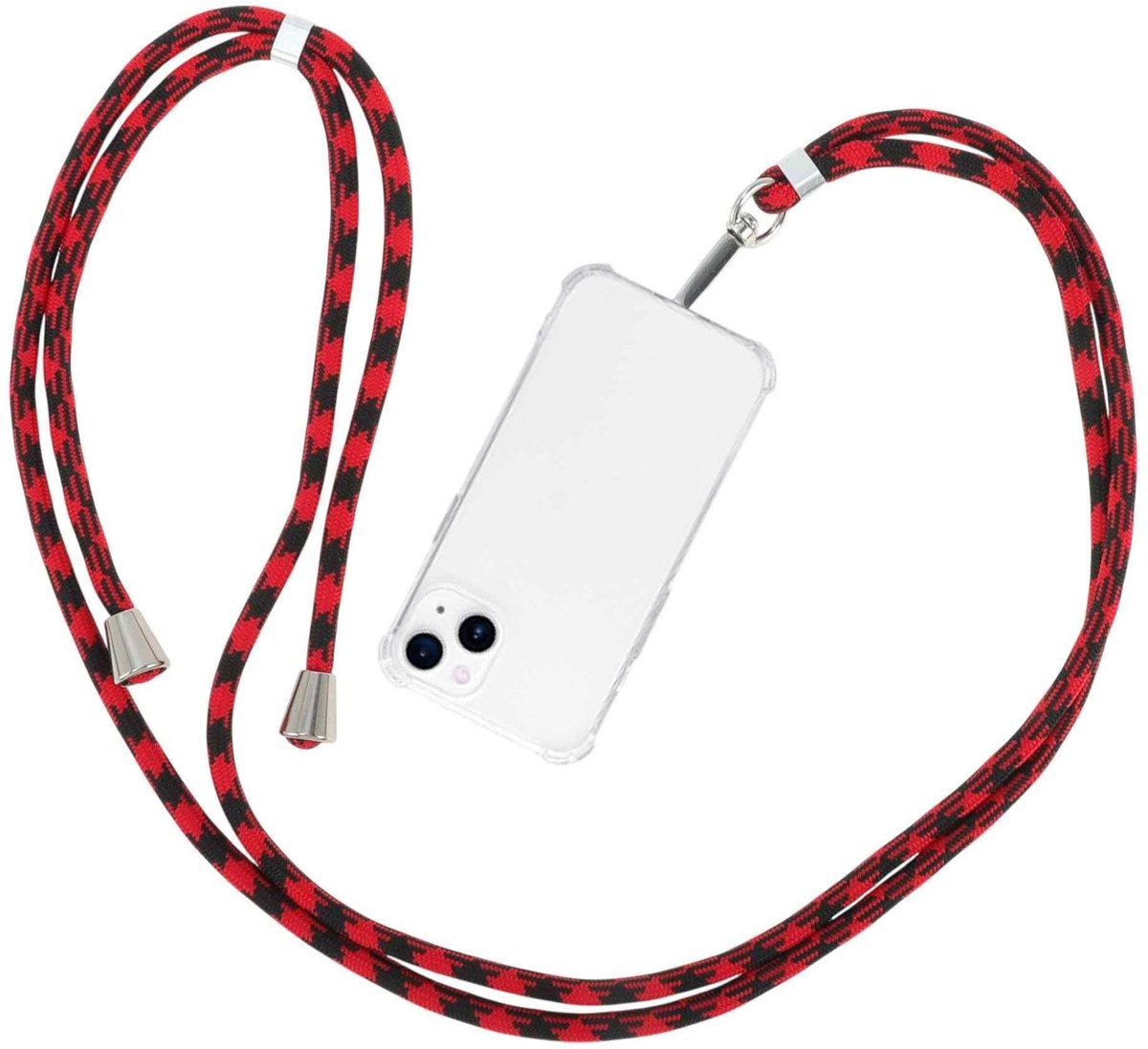 Dailygoods - Telefoonkoord met Universele Patch voor Smartphones, Rood Zwart