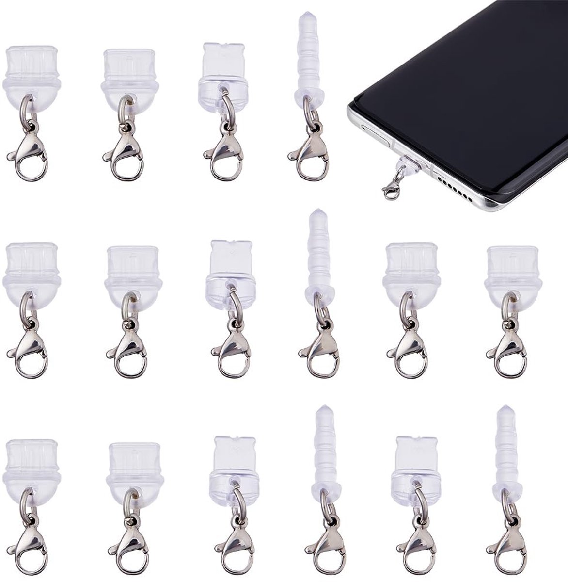 Dailygoods - Set van 16 Stofkappen in 4 Stijlen voor Telefoonbescherming