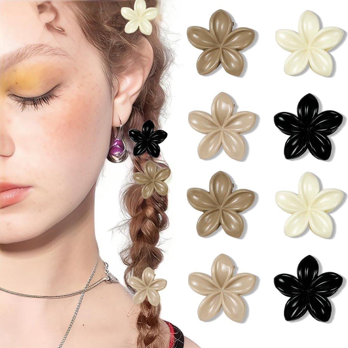 Dailygoods - Set van 8 Schattige Bloemvormige Haarclips voor Dames
