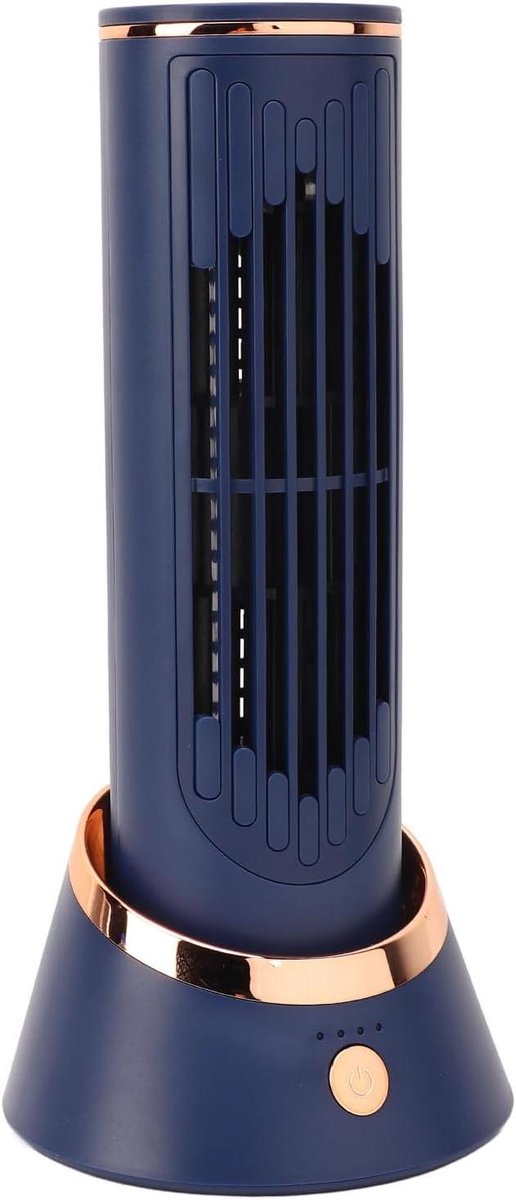 Mini Toren Ventilator - Bladeloze Ventilator - Thuis Koelen - Draadloos Gebruik - 4000mAh Batterij - Blauw