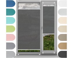 Plisségordijn - Vouwgordijn Klemmfix - Privacy en zonwering - Zonder boren te monteren - 24 x 70 cm - Grijs
