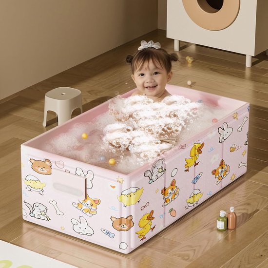 Opvouwbaar Kinderbad - Draagbaar Peuterbad - Veilig Baden - Verbeterde Warmteopslag - 84x43x34cm - Roze — afbeelding 2