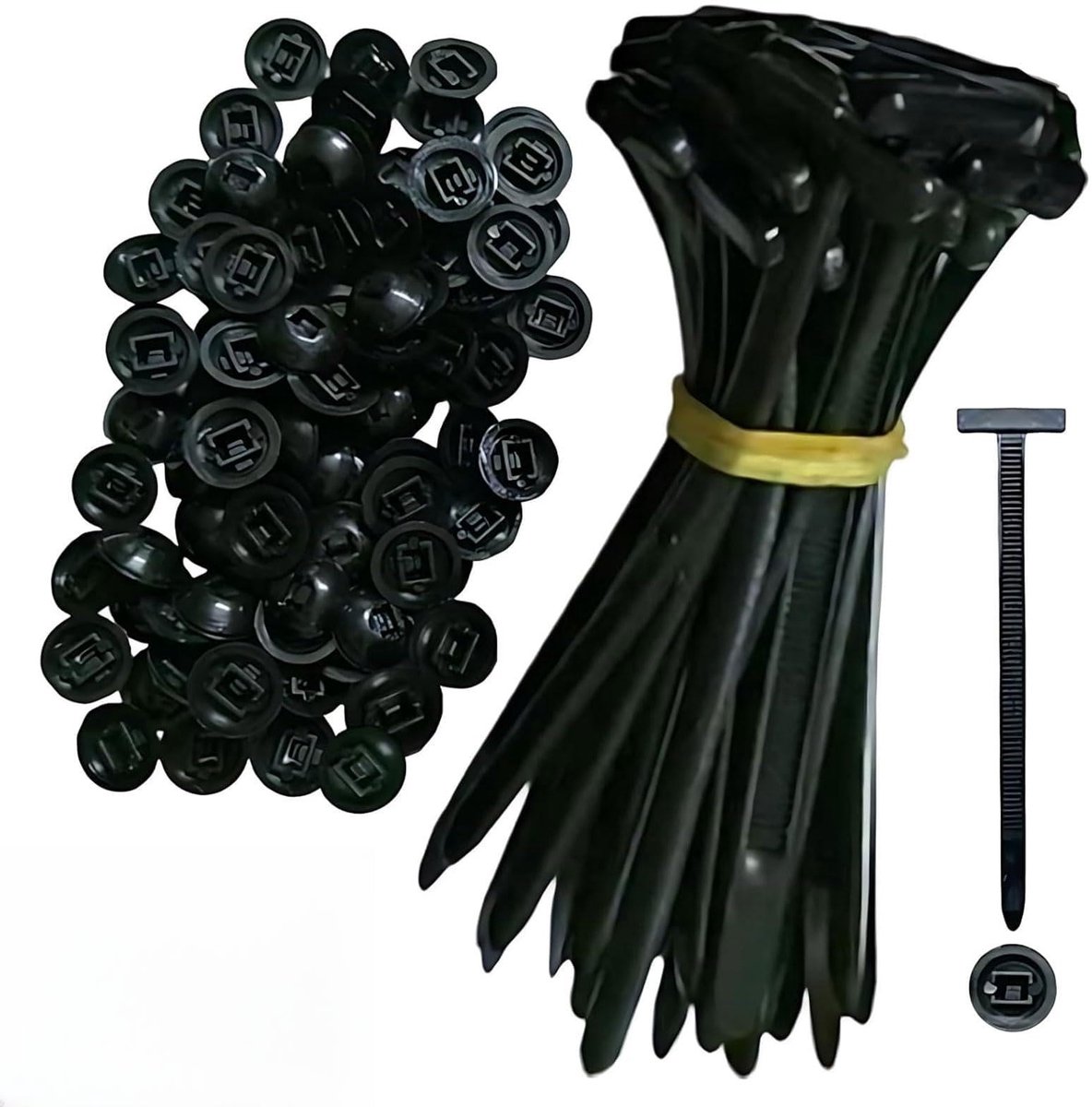 Cosensi - Cosensi - Dailygoody - Universele Kabelbinders - 50 Stuks Nylon Kabelbinders - Zelfklevende Zipper Kabelbinders - Zwart - Ideaal voor Auto Reparatie - Duurzaam ...