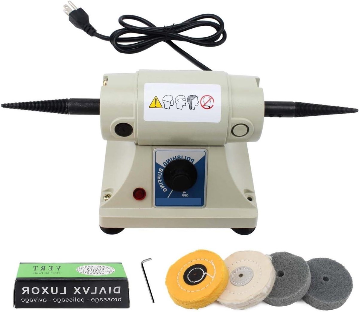 Dubbelkop Polijstmachine - Schuurmachine Werkbank - Precisie Polijsten - Dubbele Kop - 7000rpm - Enkel