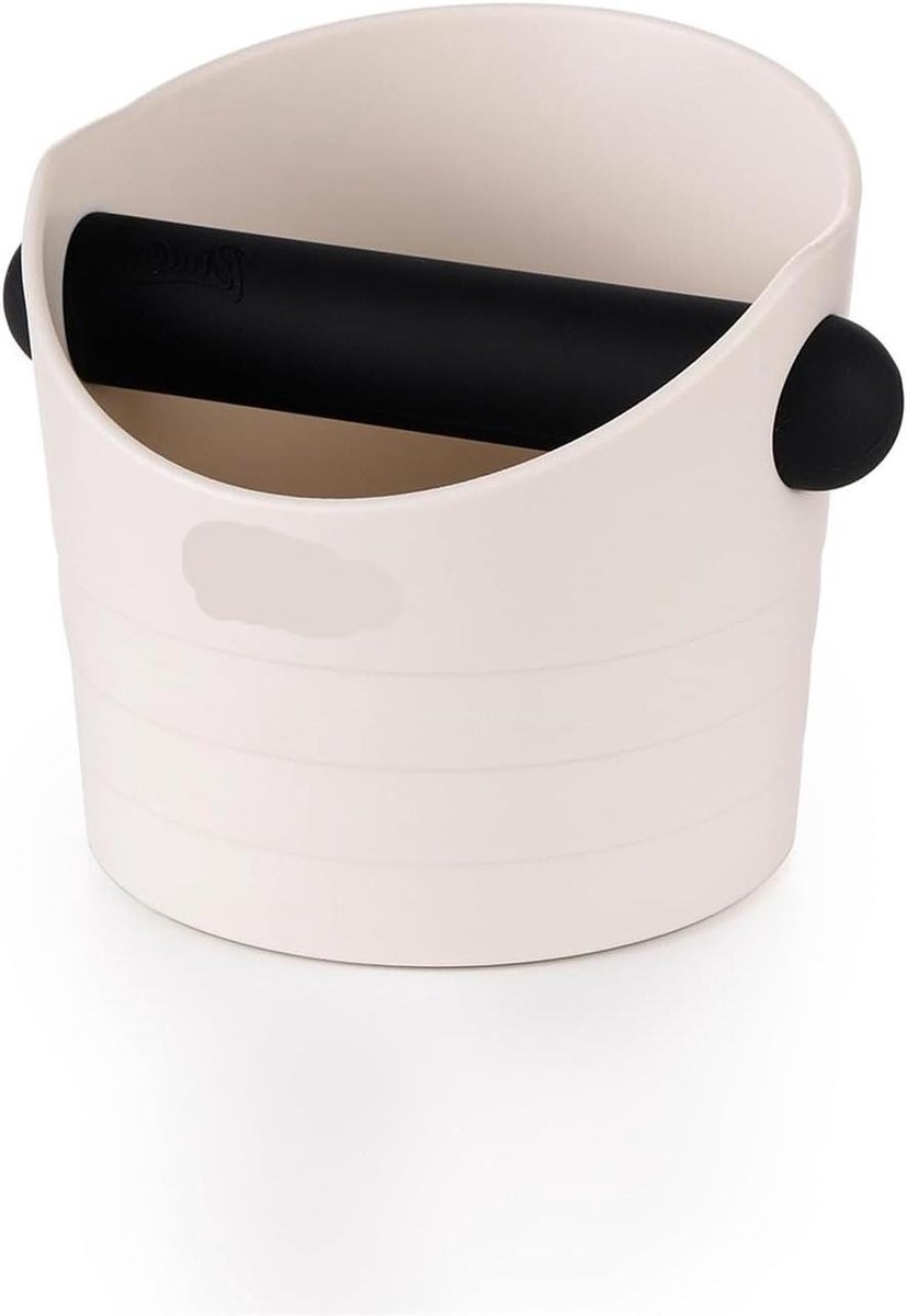 Koffieblik - Afvalemmer Barista - Koffiedik Verwijderen - Antislip Bodem - Compact Ontwerp - Wit
