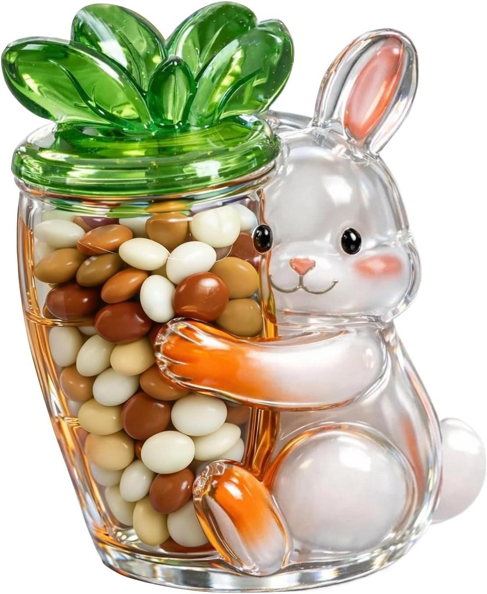 Paas Koekpot - Konijnenpotje Opslag - Snacks Bewaren - Draagbaar Decoratief - 25 cm - Wit