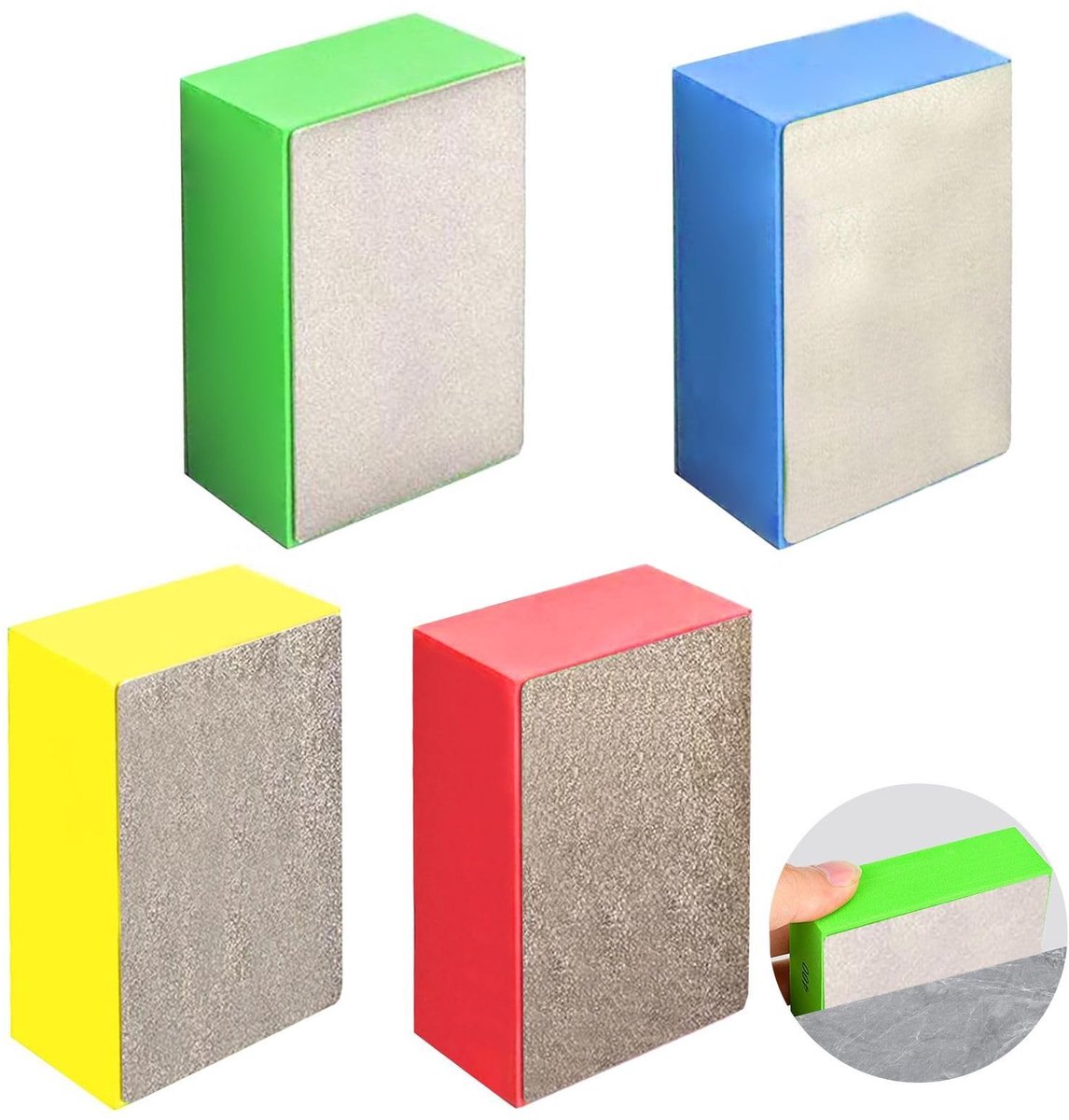 Dailygoods - Dailygoody - Handdiamantpolijstpads - Polijsten - 4 stuks - Gekleurde schuurblokken - Tegelpolijstpads voor keramische tegels, glas, beton, steen, g
