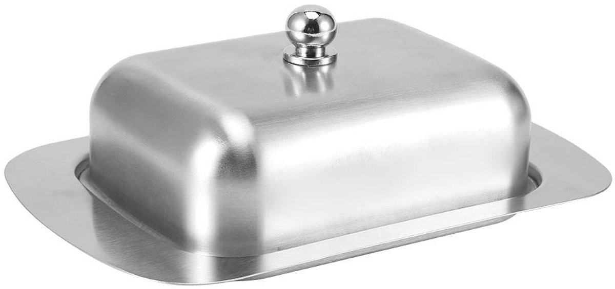 Dailygoods - Innovra - Roestvrijstalen Botervloot - Dubbel Geïsoleerd - Voedingskwaliteit en Handvatafdekking - Zilver - Keukenaccessoires - Geschikt voor Boter