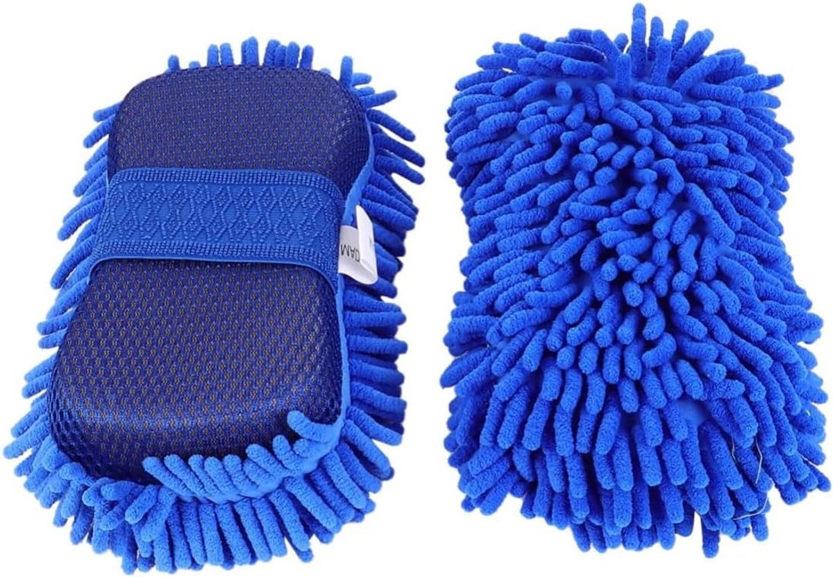 Autowashandschoenen Set - Reinigingshandschoenen - Auto Reinigen - Krasvrij Oppervlak - 2 Stuks - Blauw