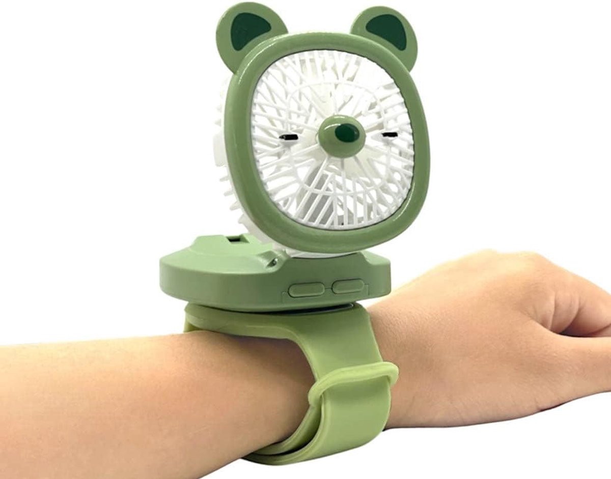 Polsventilator Met LED Licht – USB Oplaadbaar 3 Snelheden – Voor Kinderen Binnen en Buiten – Groen