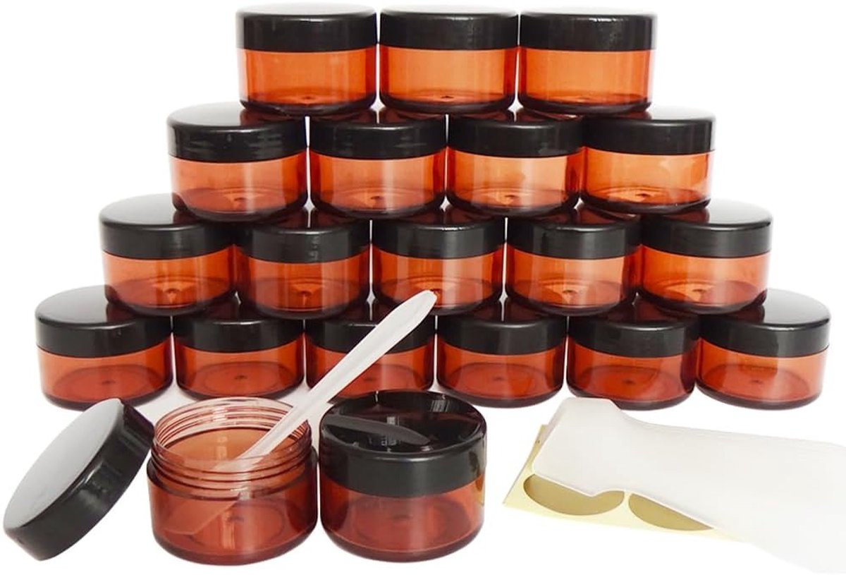 Lege monstercontainers 15 g, 20 stuks voor reizen, cosmeticapotjes voor make-up, oogschaduw en crèmes, ideaal voor balsem en badlotion