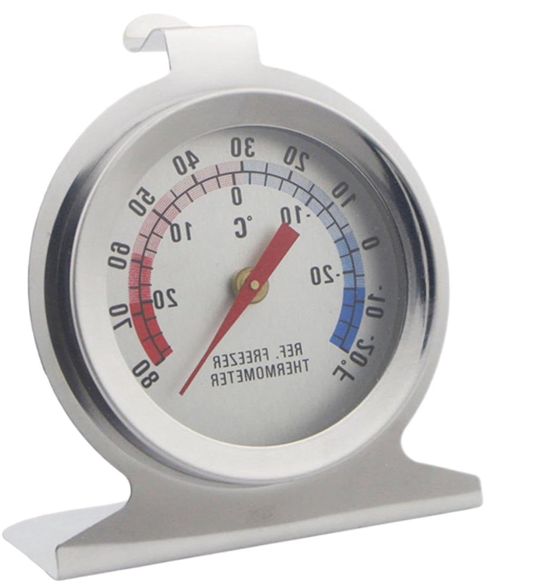 Temperatuurmeter Vriezer - Analoge Meter - Voedsel Opslag - Roestvrijstalen Behuizing - Breed Bereik - Zilver