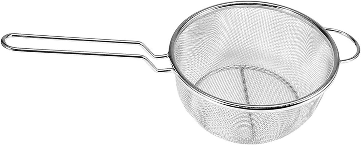 Frituurmand Rond - Zeefmand Keuken - Snacks Bereiden - Koel Handvat - Maat S - Zilver