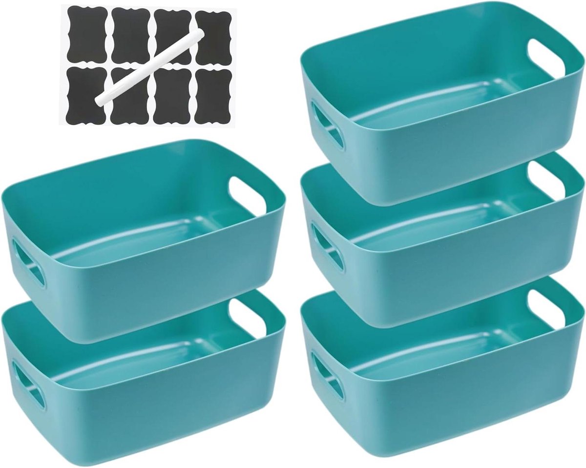 Opbergmanden Set - Bewaarboxen Handig - Ruimte Organiseren - Met Handvatten - 20 cm - Groen