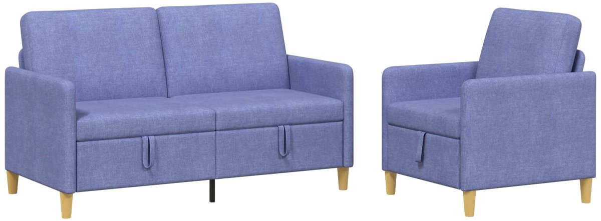 vidaXL - Sofa - Set - Met - Opslag - 2 - st - Jeans - Blauw - Polyester