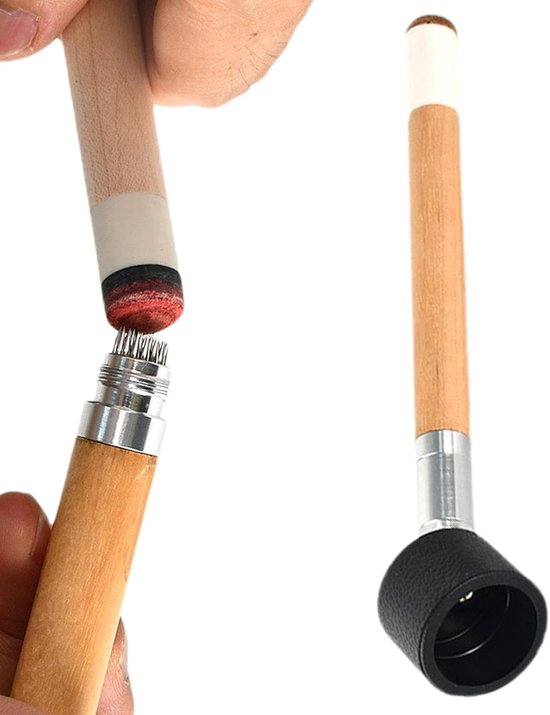 Biljartkrijthouder - Keu Accessoire - Spel Verbeteren - 2-in-1 Functie - 20 cm Lengte - Houtkleur — afbeelding 5