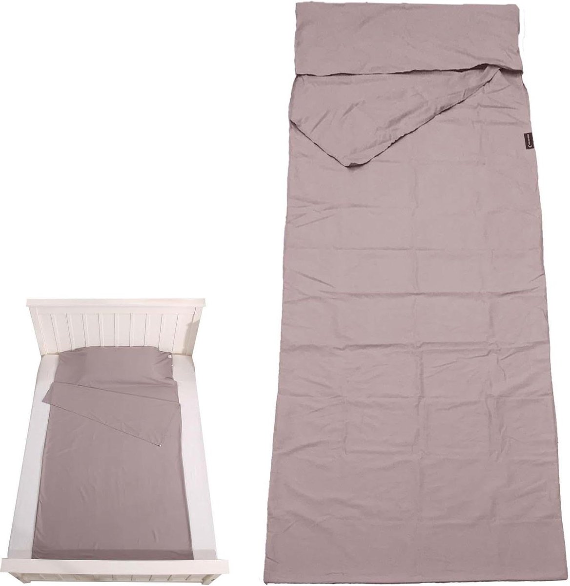 Slaapzak Liner - Reis Laken - Schoon Blijven - Met Kussensloop - 75 x 210 cm - Khaki