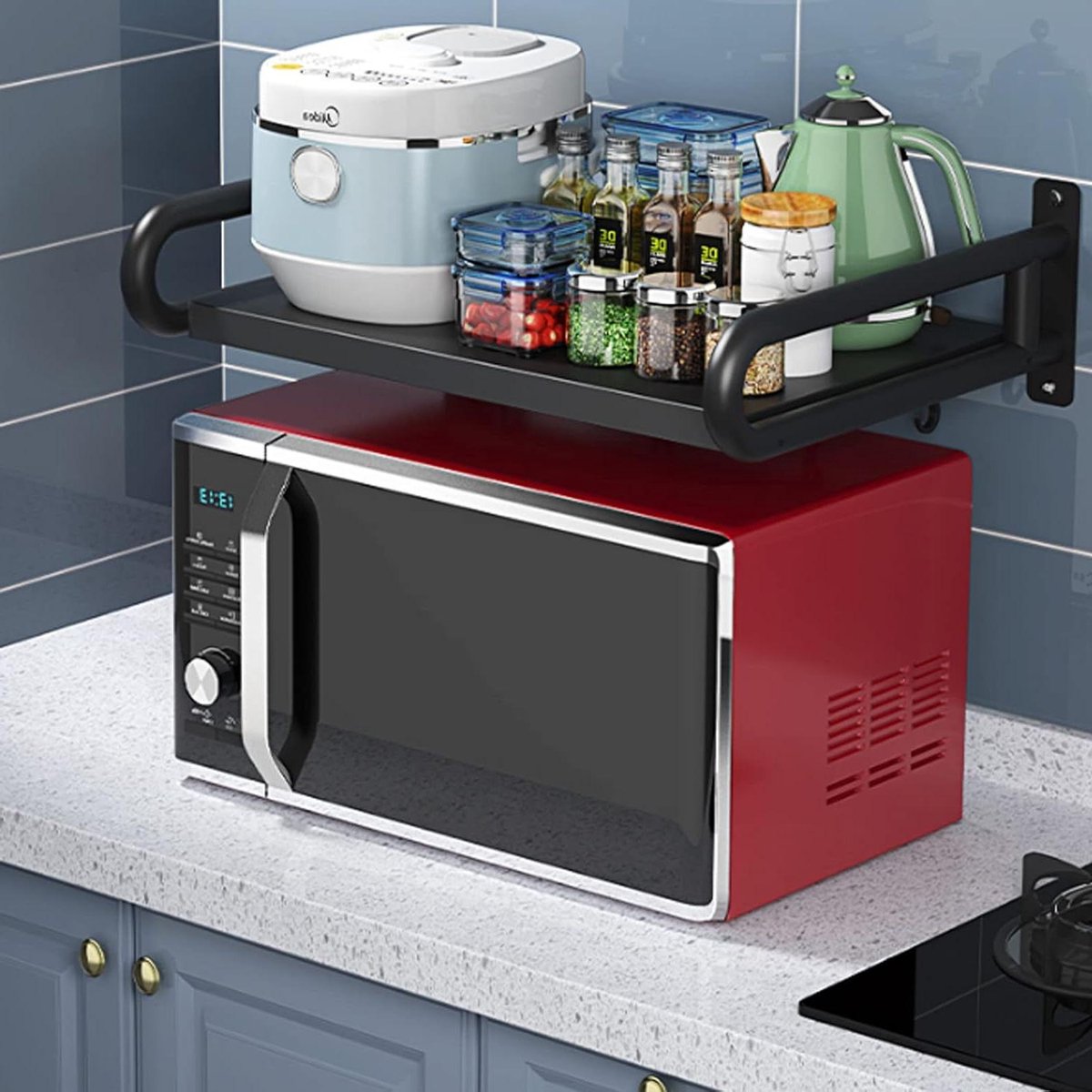 Magnetron Opbergrek - Keuken Organizer - Keuken Opruimen - Verstelbare Afmetingen - 50x40x16cm - Zwart