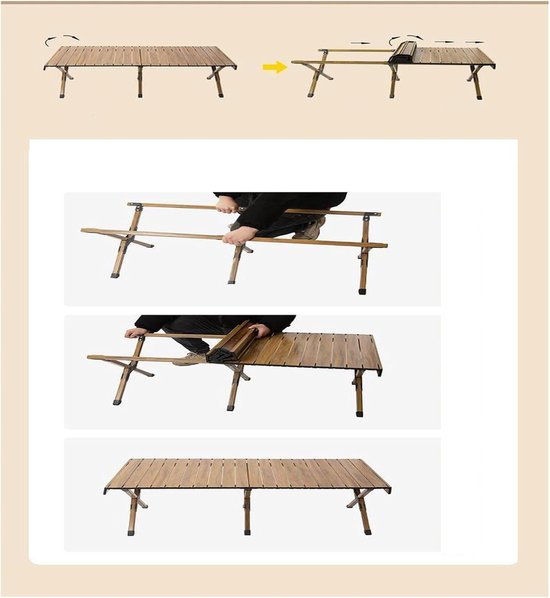 Opvouwbare campingtafel - Picknicktafel reistafel - Buitenactiviteiten organiseren - Lichtgewicht koolstofstaal - 90cm breed - Zwart — afbeelding 3
