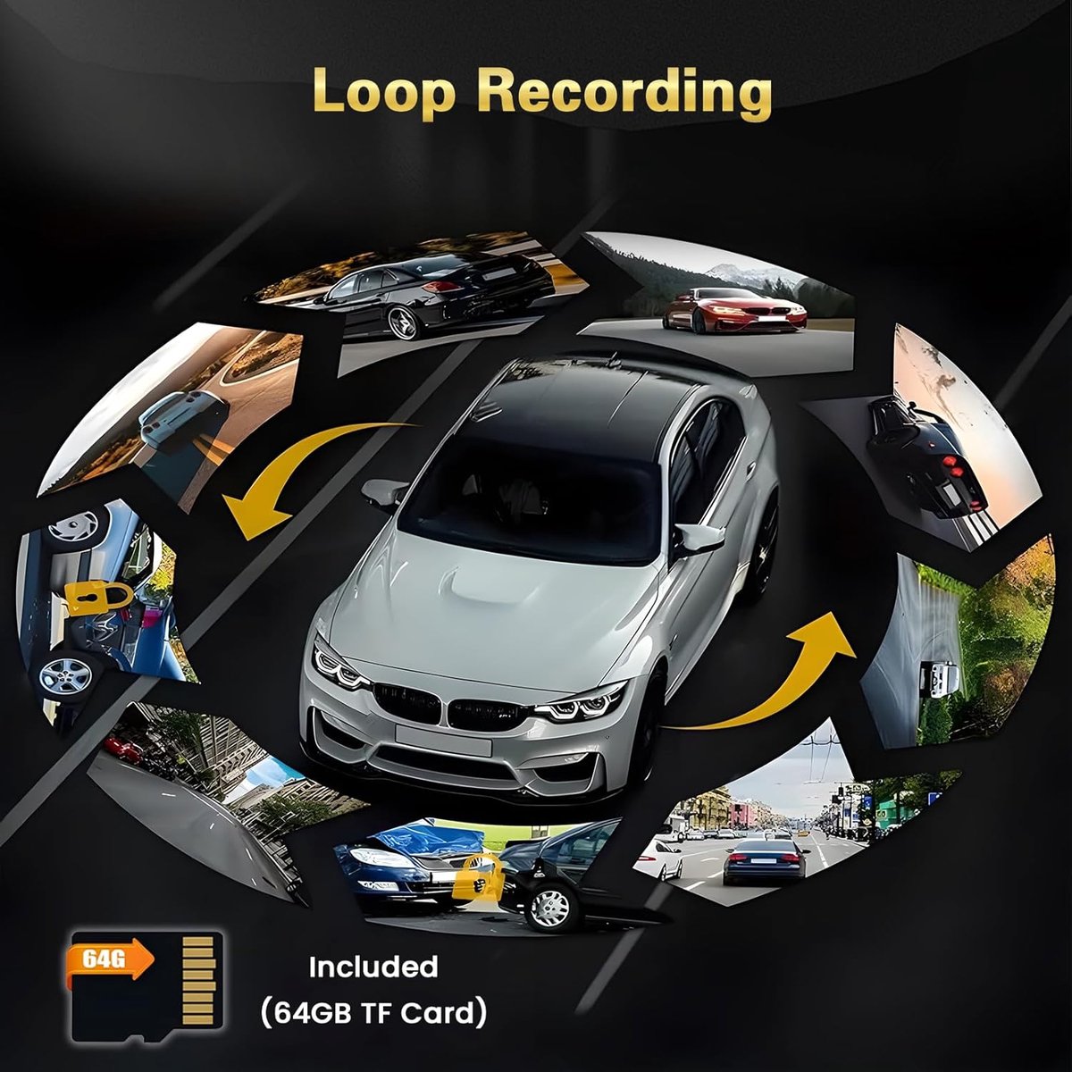 Auto Dashcam - Rijcamera Voertuig - Veilige Rit Registratie - Drie Camera's HD - 3.16 Inch Scherm - Zwart – foto 5