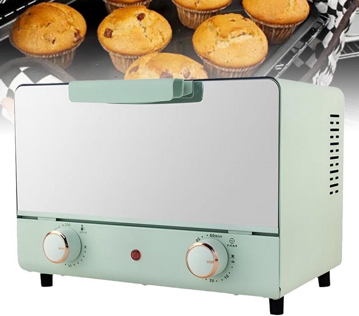Mini Oven - Elektrische Oven - Thuis Koken - Instelbare Temperatuur - 14 Liter - Groen