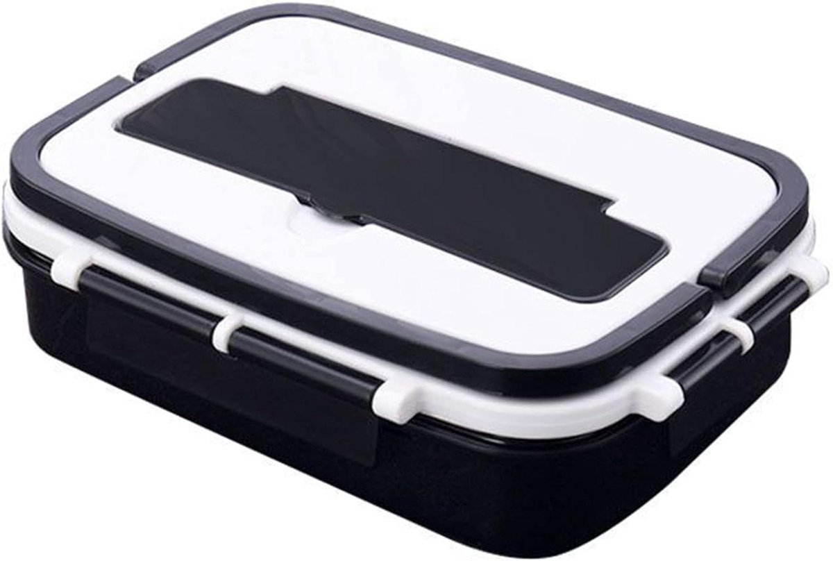 Lunchbox Met Bestek - Maaltijdcontainer - Gezonde Maaltijden - 3 Vakken - 1000ML - Zilver