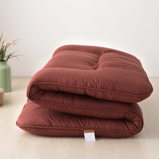 Japanse vloerfuton - Slaapmat oprolbaar - Comfortabel slapen - Huidvriendelijk katoen - 90 x 200 cm - Bruin — afbeelding 5
