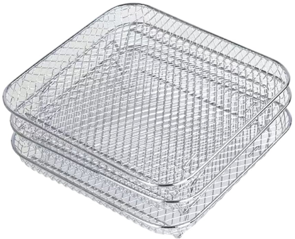 Innovra - Dailygoods - 3-Laags Stapelbaar Luchtfriteuserek voor Dehydrator 20x20x9 cm