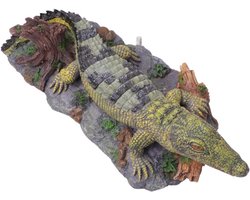 Aquarium Decoratie - Krokodil Ornament - Zuurstof Verhoging - Hars Materiaal - 24.7x11.5cm - Gekleurd