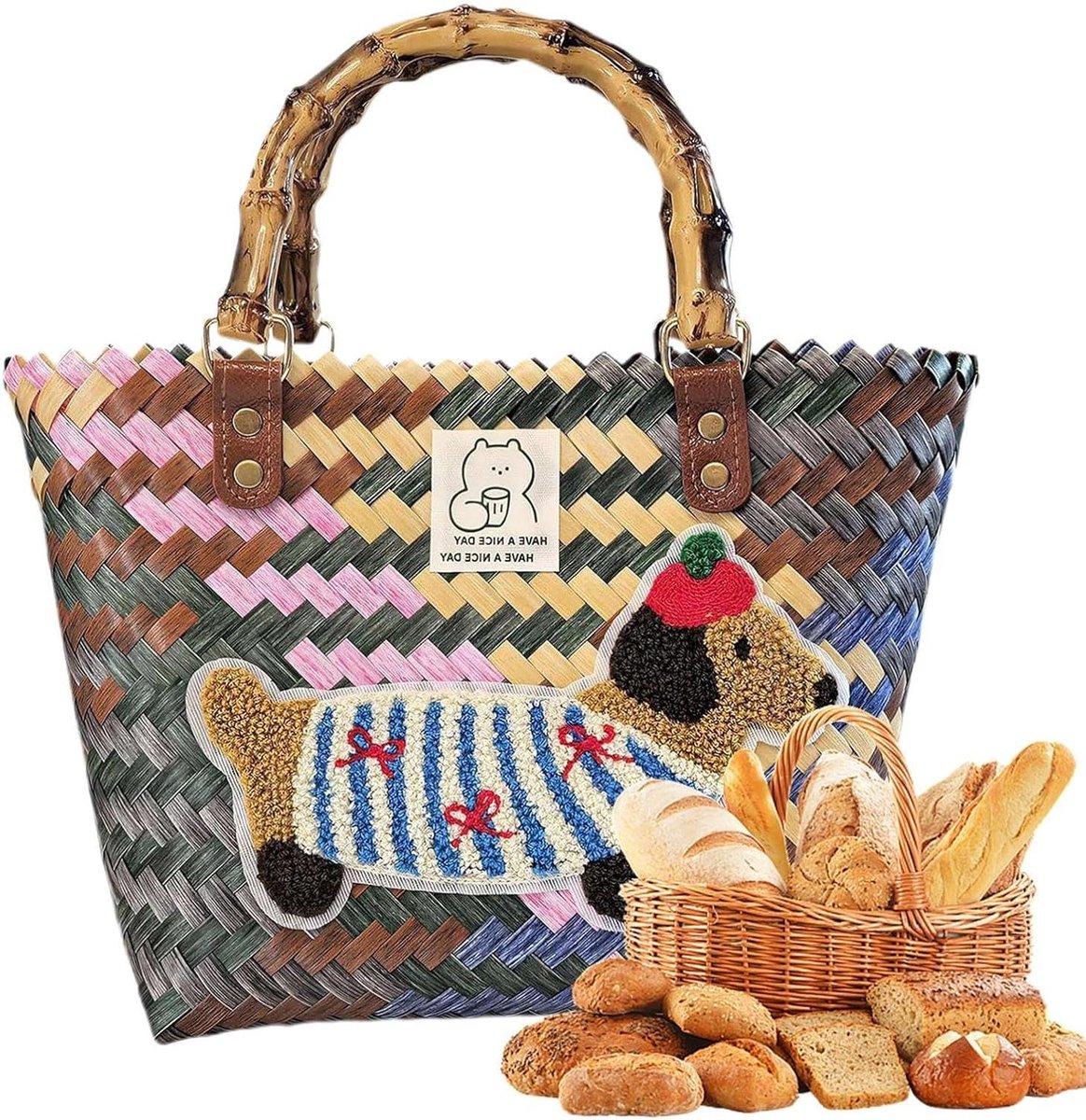 Geweven Tas - Strandmand - Dagelijks Gebruik - Stijlvolle Vlecht - 30 x 25 cm - Natuurlijk
